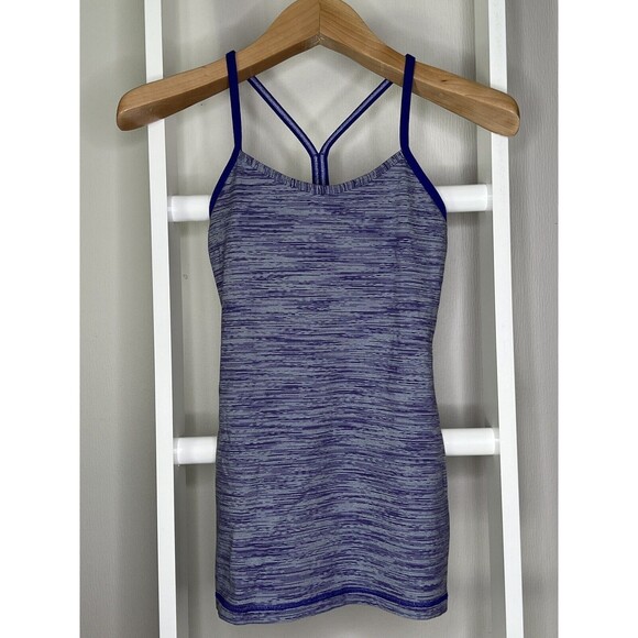 Lululemon Tank Top Womens 4 Purple White Athletic Sports Tank Removable Pads - Picture 10 of 10